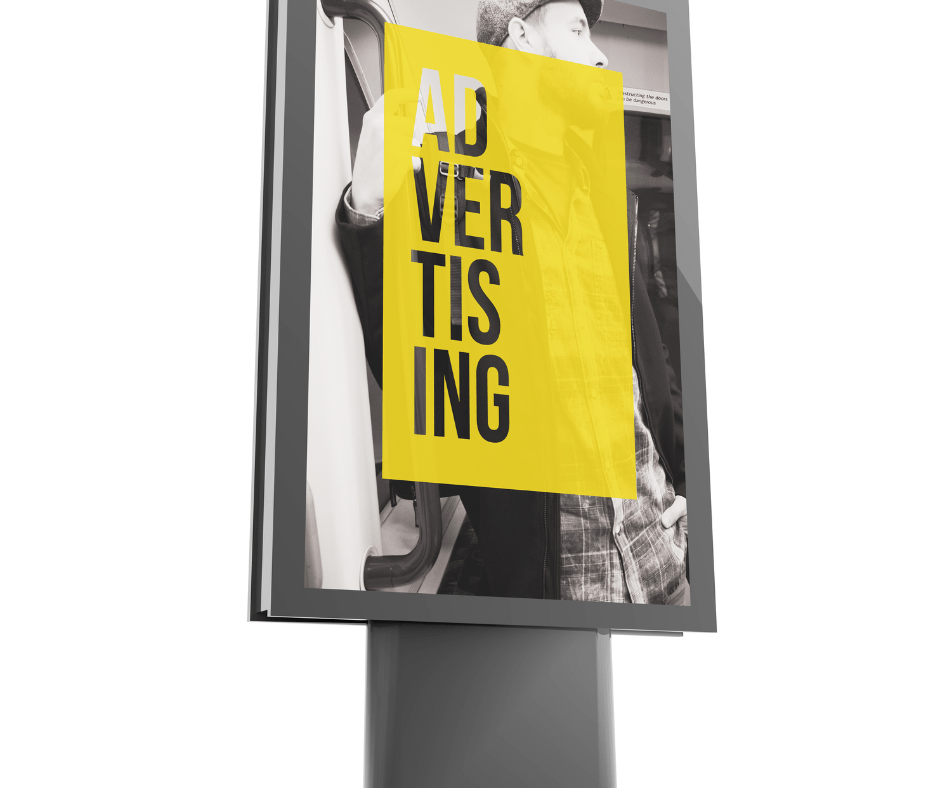 Plakat reklamowy na ścianie